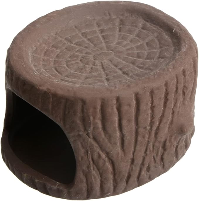 Saim Ceramic Betta Cave, Handcrafted Natural Tree Stump Fish Tank Decor, Aquarium Hideout for Betta Fish Shrimp Cichlid, Aquarium Decorations Breeding Cave with Large Opening