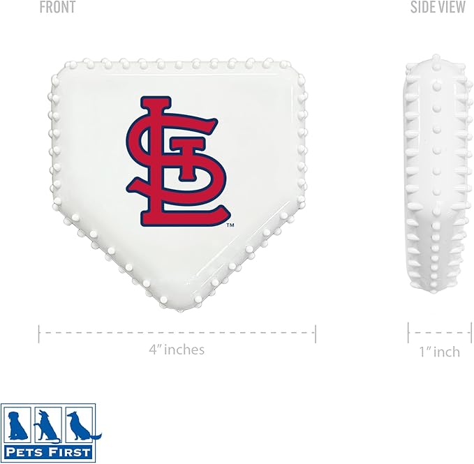 Pets First MLB ST Louis Cardinals Hard-Nylon Baseball Home Plate Dog Chew Toy, Interactive and Fun Dog CHEW Toy, Bacon Flavored, Strong Durable Chew Toy for Pets