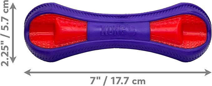 KONG Duets Duos Bouncy Dual Color Squeaky Toy fot Dogs (Bone, Medium)