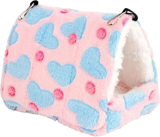 Guinea Pig Bed Heart Plush Pet Hamster Nest for Birds House Warm Comfortable Winter Parrot Hammock Cave Cage Hut Tent Pet Bird Cage Accessories(Heart Pink,S 11x9x15cm)