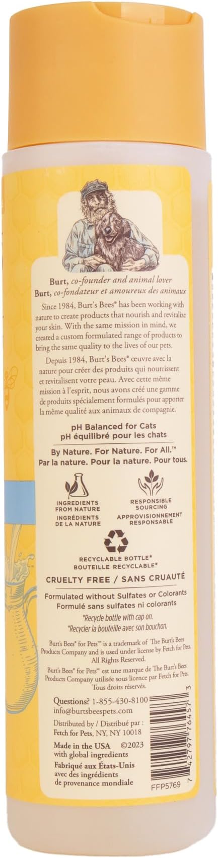 Burt's Bees for Pets Tearless Kitten Shampoo with Buttermilk and Honey, 99% Natural Origin Gentle Cat Shampoo for Sensitive and Itchy Skin, pH Balanced and Fragrance-Free, 10 Fl Oz - 6 Pack