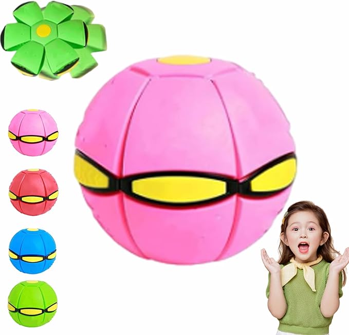 Dual-Form Magic & Flying Saucer - Switchable Bouncing Ball Toy with 6 LED Lights, Bouncing Ball Toy, Magic Balls, Automatic Rotating Rolling Balls Toys for Indoor