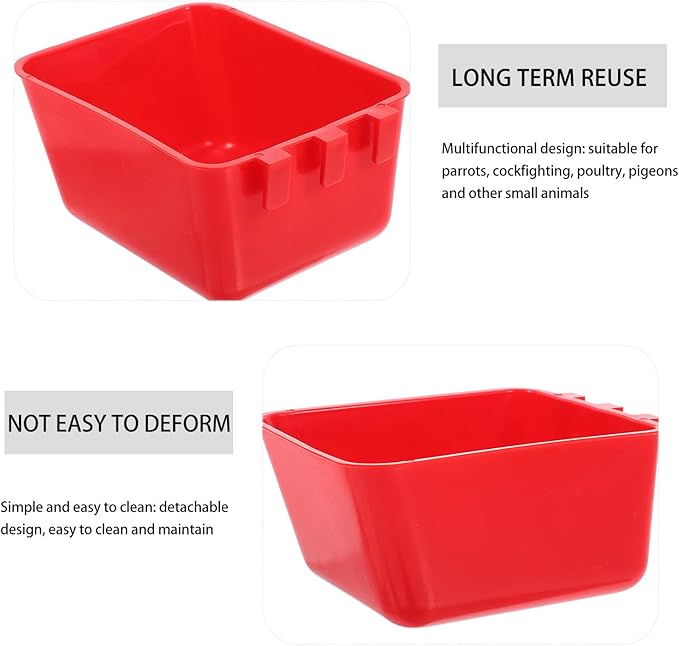 BESPORTBLE 6pcs Hanging Bird Cage Feeding Cups Red for Chicken Coop Supplies with Water Bowls for Parrots, Pigeons, Rabbits, and Poultry Cage Feeders