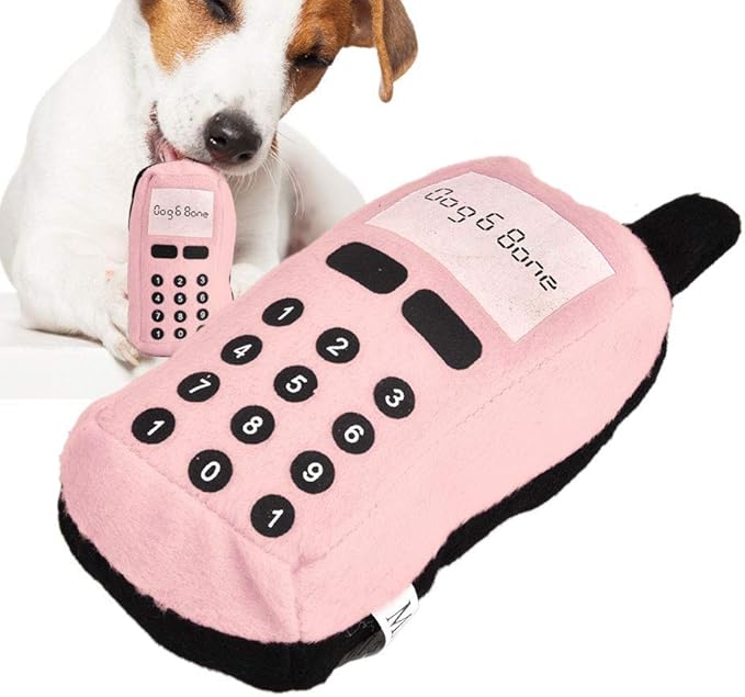 Pssopp Dog Phone Toy, Squeaky Plush Cell Phone Toy Dog Chew Toy Pet Chew Squeaker Toys Funny Mobile Phone Shape Interactive Toy for Dog Cat