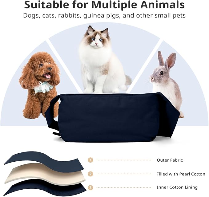 ONECUTE Dog Sling Carrier for Small Dogs and Cats, Lightweight Collapsible Pet Travel Bag with Adjustable Strap, Side Pockets & Breathable Mesh (Navy Blue, 15.7" L x 5.9" W x 8.6" H)