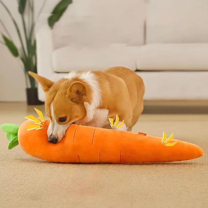 Dog Toys 29.5 Inch Large Squeaky Dog Toys for Boredom Cute Carrot Shape Plush Dog Chew Toys Soft Puppy Toys Interactive Dog Toys Dog Toys