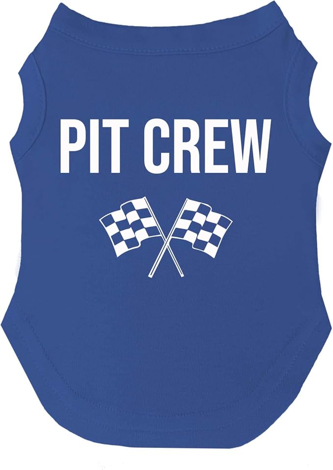 Pit Crew Dog Tee Shirt | Sleeveless | Racing | Motor Sport Fan | Trackside | Fast Lane | Birthday (Royal Blue, 3X-Large 49)