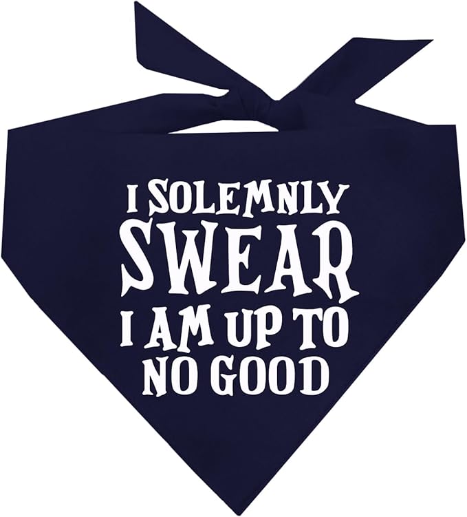I Solemnly Swear I Am Up to No Good Dog Bandana (Navy, OS 1101)