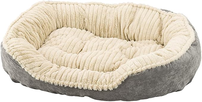 SPOT Sleep Zone Faux Suede Carved Plush Lounger, Cuddler, Napper Dog Bed - Fabric Bottom - 32X25 Inches/Grey/Attractive, Durable, Comfortable, Washable. by Ethical Pets (32930)