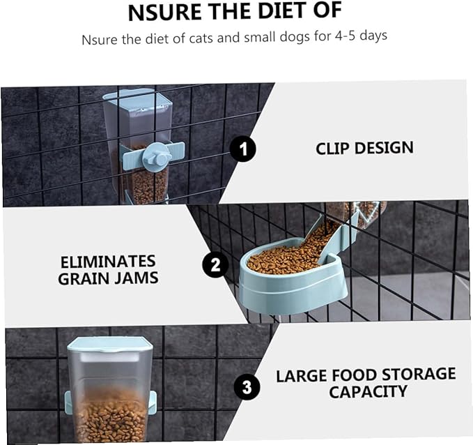 Outanaya Hanging Automatic Bird Feeder Small Pet Feeder Blue Plastic for Outdoor Bird Cages and Hamster Accessories