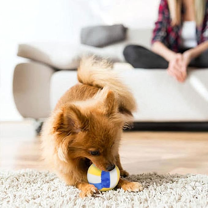 Dog Toys Balls - Chewable Plush Volleyball for Dogs, Soft Pet Squeaky Ball Stuffed with Fluffy, Durable Indoor & Outdoor Dog Puzzle Toy, Birthday for Puppy Small Medium Breeds