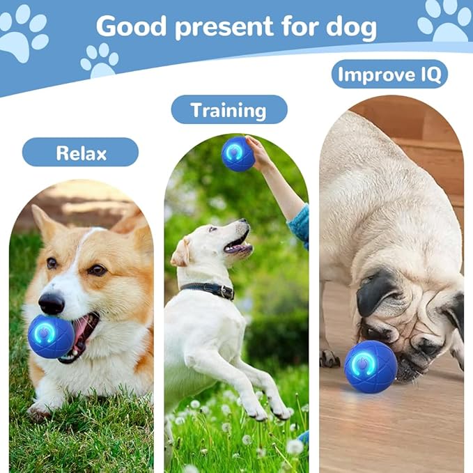 Interactive Dog Toys for Small Dogs, Dog Balls Cat Toys Rolling Ball for Puppy Small Medium Dogs and Cat, Self Moving Jumping Bouncing and Rotating Toy to Keep Them Busy (Blue+Orange)