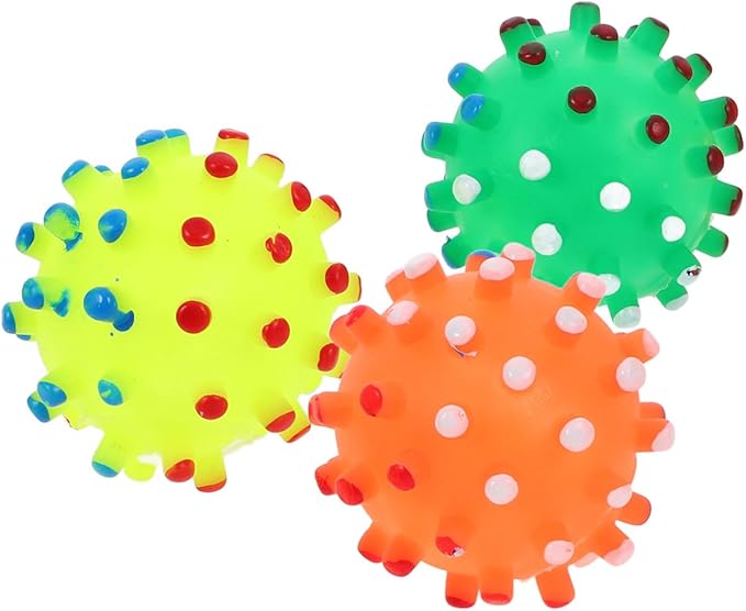Beavorty Small Thorn Ball Dog Toy with Squeaker 2.75 Inch Vinyl Chew Ball Quack Sound Pet Toy for Interactive Play Stress Relief Cats Dogs