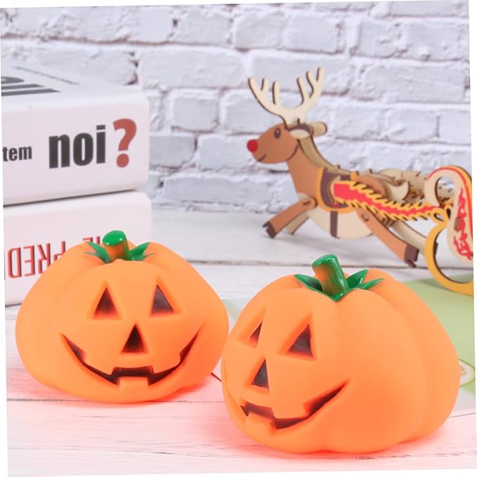 ABOOFAN 6 Pcs Halloween Toys Lighted Pumpkin Dogs Teething Toy Stuffed Animals for Babies Aggressive Chewers Toy Cat Chewing Toy Talking Pumpkin Black Pumpkins Infant Toy Ghost Pet Baby