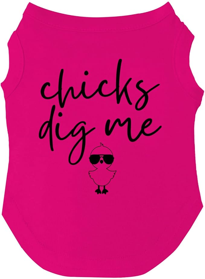 Chicks Dig Me Easter Dog Tee Shirt Sizes for Puppies, Toys, and Large Breeds (Hot Pink, 2X-Large 701)