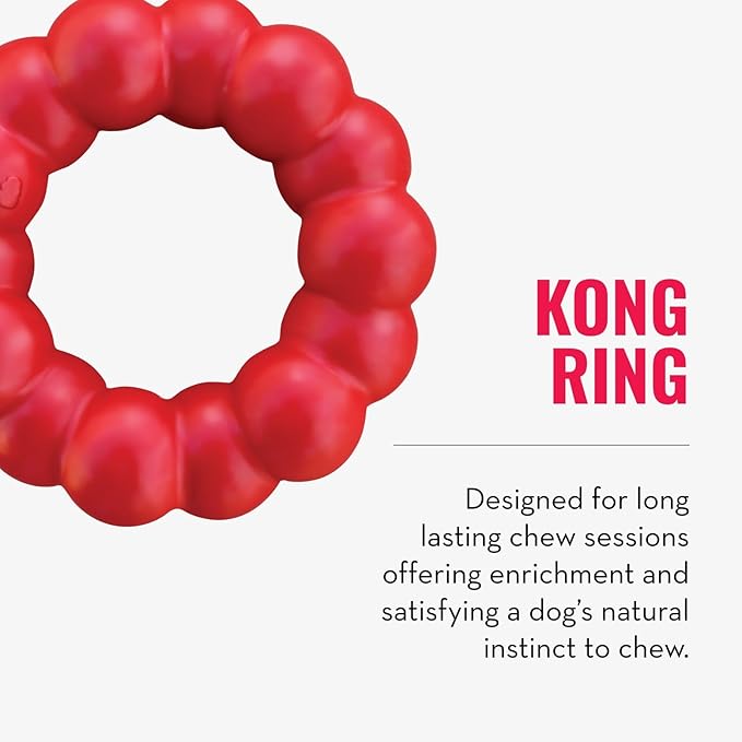 KONG Ring & Goodie Ribbon - Durable Rubber Treat-Dispensing Chew Toy for Dental Health - for Medium Dogs