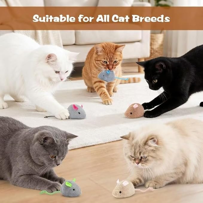 4 Pack Colorful Plush Cat Toys Fluffy Mouse-Shaped Toys Soft Cat Plush Toys with Mint Flavor for Cats Highly Realistic Interactive Cat Toys Available in 4