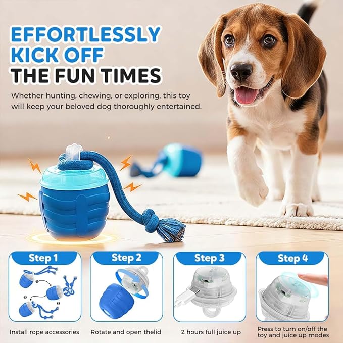 Interactive Dog Toys, New Motion Activated Cat Balls with 360° Smart Automatic Rolling Moving, Fun Boredom Relief for Cats and Dogs Indoor Play (Blue)