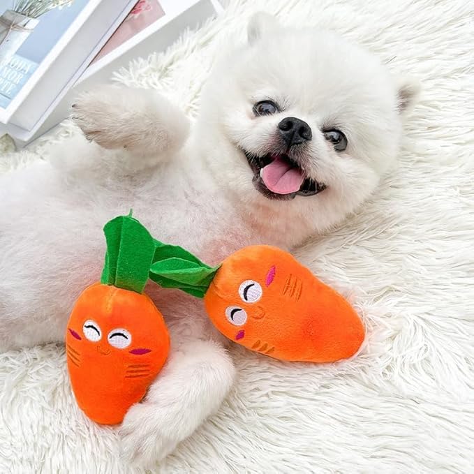 Orange Soft Puppy Pet Supplies Cute Carrot Plush Chew Squeaker Sound Squeaky for Dog Cat Birthday Xmas Gifts Pet Supplies