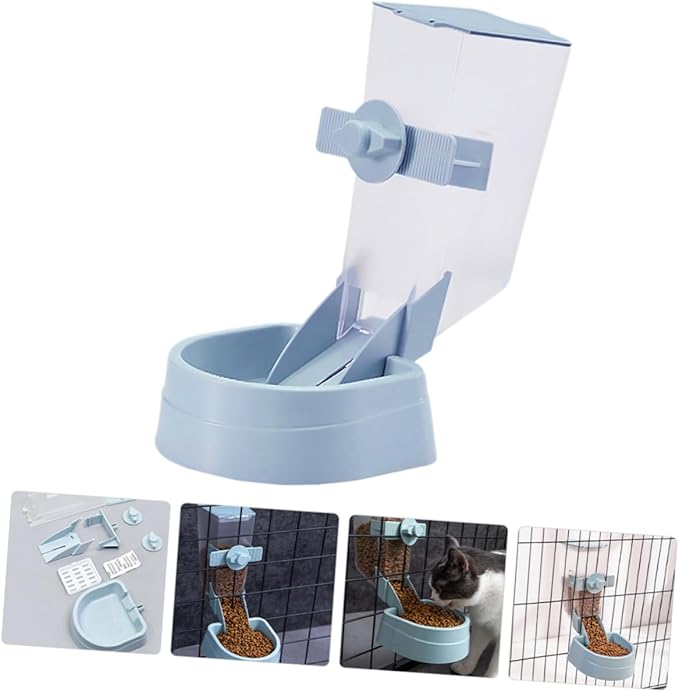 Hanging Automatic Bird Feeder Refillable Small Pet Food Dispenser Blue for Outdoor Bird Cages and Hamster Cage Accessories