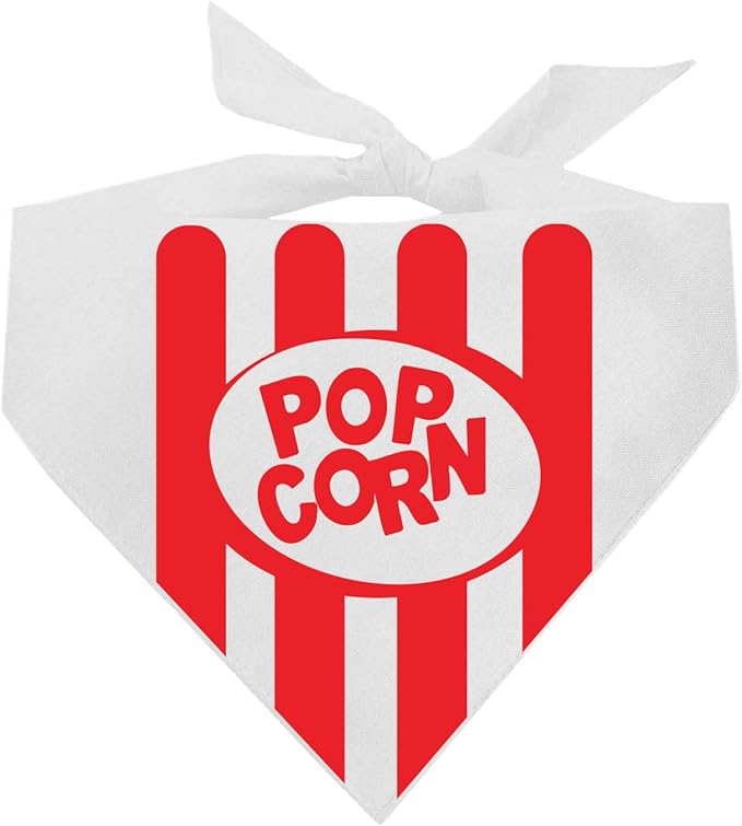 Popcorn Costume Dog Bandana | 100% Cotton Adjustable Triangle | Made in USA | Movie Theater Snack | Classic Red Stripe | Halloween | Funny Dog Costume | Salty Treat |White, One Size (1378)