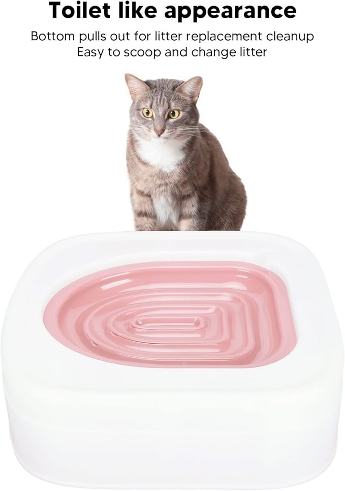 Luqeeg Cat Training Kit - Professional Reusable Toilet Trainer, Urinal Seat with Extra Blue Tray, Recess Design Facilitates Tray Removal