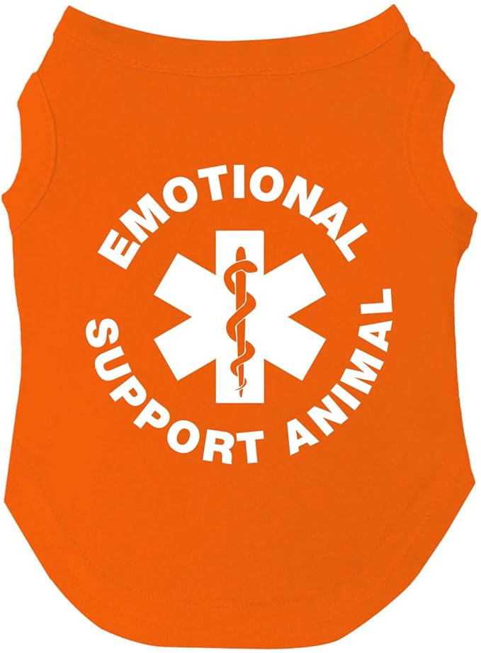 Emotional Support Animal Dog Tee Shirt | Sleeveless Breeds | Service Dog | Working Animal | Assistance |Orange, 2X-Large 209