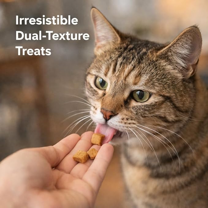 Chicken Cat Treats Crunchy Soft Filled Bites - Healthy Training Treats Indoor Cats Kittens Senior - Low Calorie Cat Snacks Food Topper No Artificial Flavors Wheat Soy Free All Breeds Made in USA 16oz