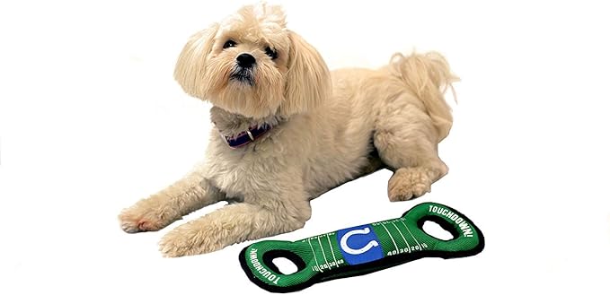 NFL Football Field DOG TOY with Squeaker. - INDIANAPOLIS COLTS - For Tug, Toss, and Fetch. - Tough & Durable PET TOY