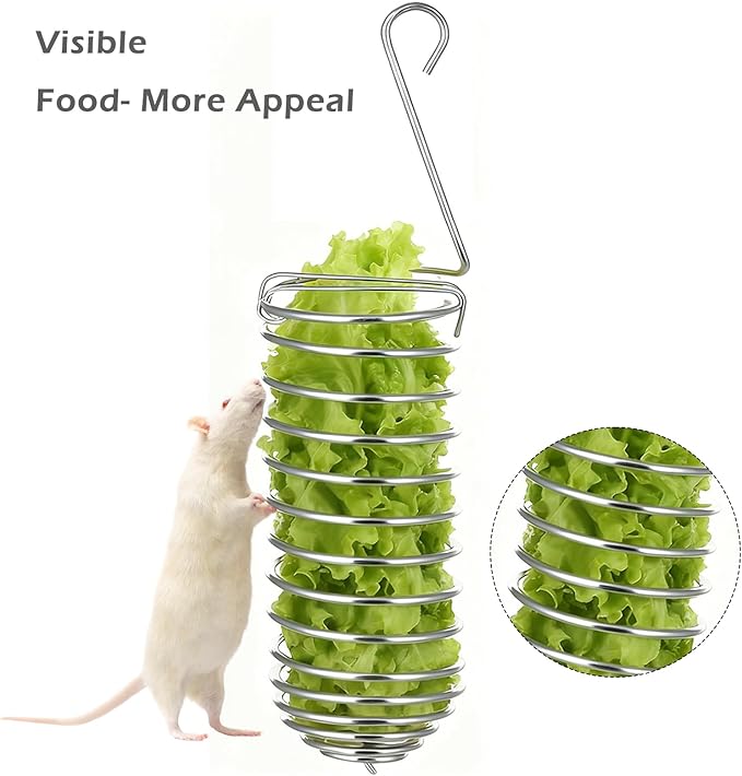 2 Pcs Rat Enrichment Toys Stainless Steel Bird Food Holder Rat Parrot Foraging Toy Hanging Rodent Toy Bird Cage Foods Holders Slow Feeder Cage Accessories for Fruit Vegetable Holder Birds Food
