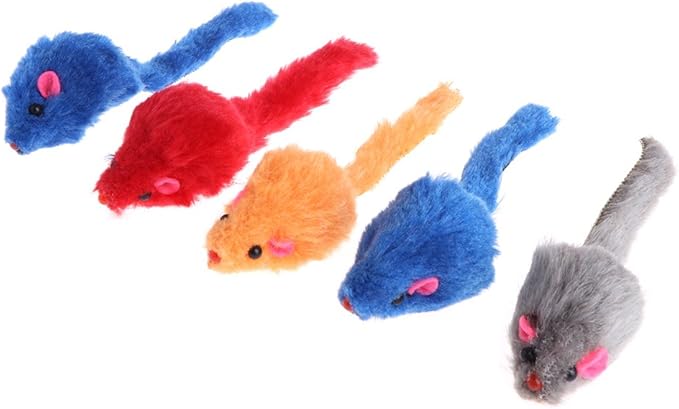 10PCS Plush False Mice Cat Toys Sound Making Interactive Play Soft Material Random Colors for Indoor Cats Entertainment