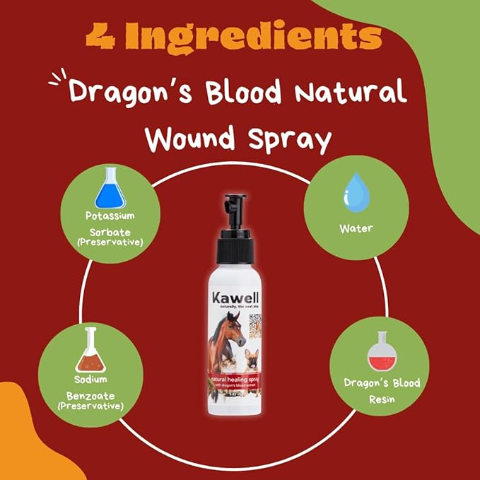 Kawell USA Dragon's Blood Extract Natural Healing Spray for Animal Skin and Wound Care, Healing Ointment & Antiseptic Spray for Injuries, Scrapes, Wounds, Rashes, Bites, and Other Skin Irritations