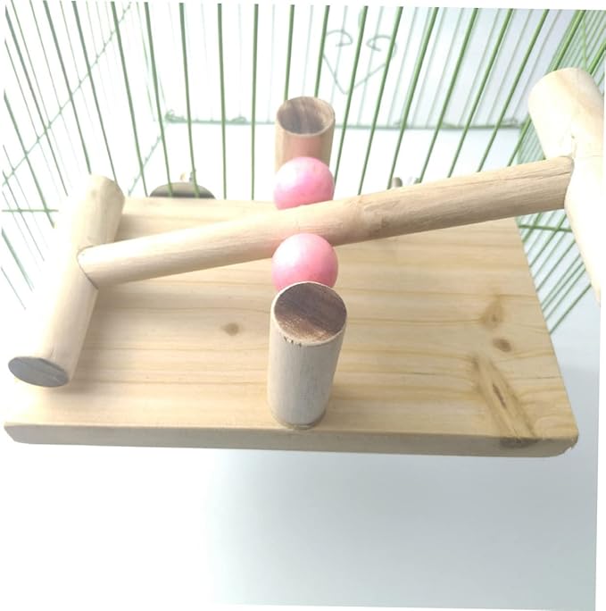 ORFOFE Parrot Hamster Toys Seesaw Climbing Rack Bird Cage Accessory Wooden Toy Random Color