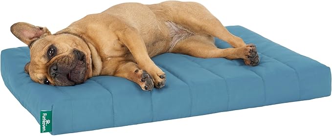 Furhaven Orthopedic Dog Bed – Puffy Quilted Foam Mattress with Removable Washable Cover, Soft & Supportive for Kennels & Crates - Medium, Lagoon