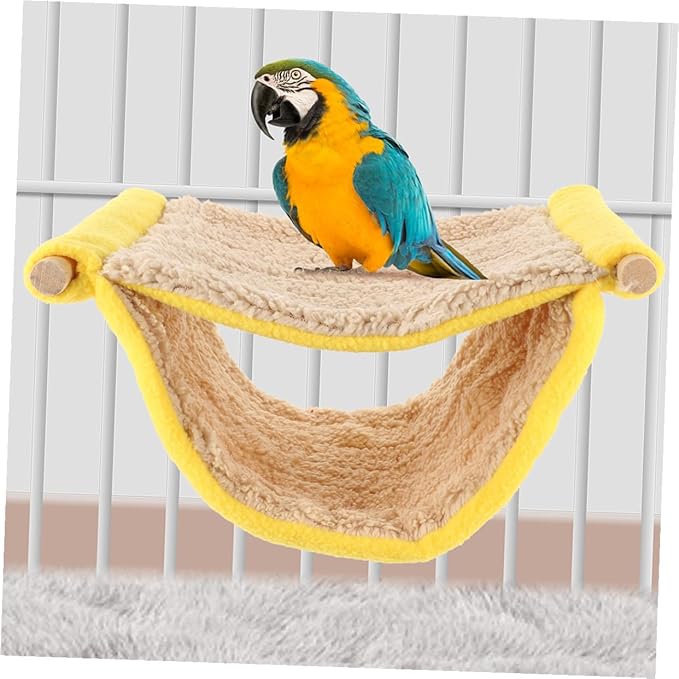 Small Animal Hammock Dual Layer Hanging Plush Nest Pet Bed for Hamsters Squirrels Birds Cage Accessories Yellow Cozy Sleeping Hut