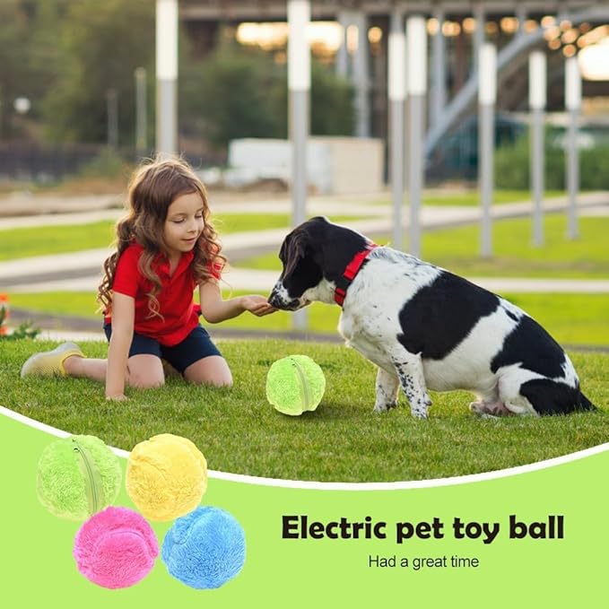 Rolling Ball Dog Toy, Anti-Anxiety Active Rolling Toy for Dogs and Cats, Self Moving Balls with Automatic Movement, Interactive Toys for Large Small Dogs (1 Black 𝐁𝐚𝐥𝐥+ 4 𝐁𝐚𝐥𝐥 Covers)