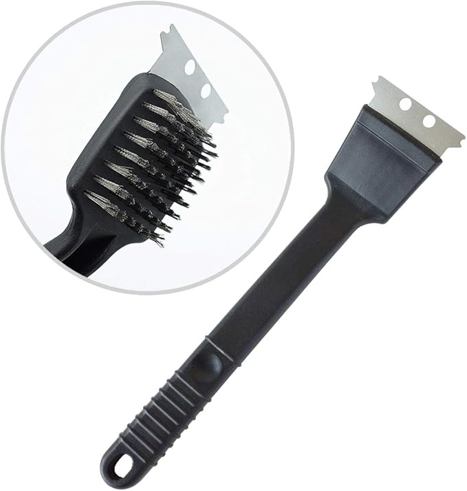 Stainless Steel Bird Droppings Cleaning Brush with Scraper, Long Handle Birdcage Cleaner Tool for Parrot Pet Cage Accessories, Poop Remover(Black)