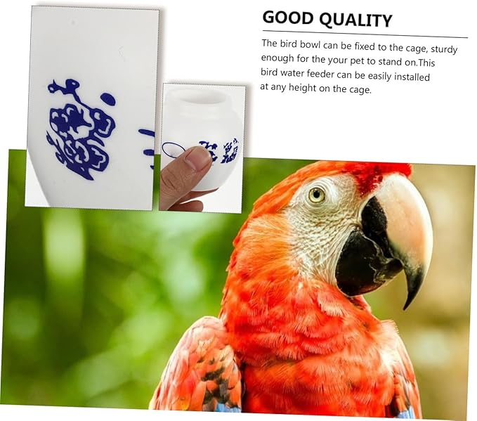 Abaodam 5pcs Large Blue and White Porcelain Style Parrot Food Bowls for Bird Cage Feeding, Round Bird Dish Cups for Parakeets, Cockatiels, and Conures in Pet Supplies
