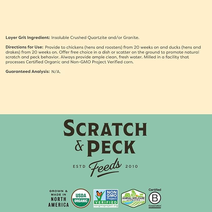 Scratch and Peck Layer Grit Supplement for Chickens and Ducks - 7 lbs Bag - Essential Supplement for Gizzard and Digestive Health - Sustainably Sourced