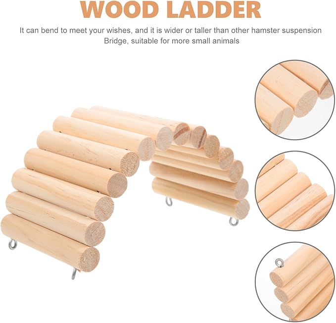 BESPORTBLE Bite-Resistant Wooden Hamster Ladder for Climbing and Exercise Easy Installation Multi-Function Natural Wood Ladder Plaything for Small Pets and Birds Cage Accessory