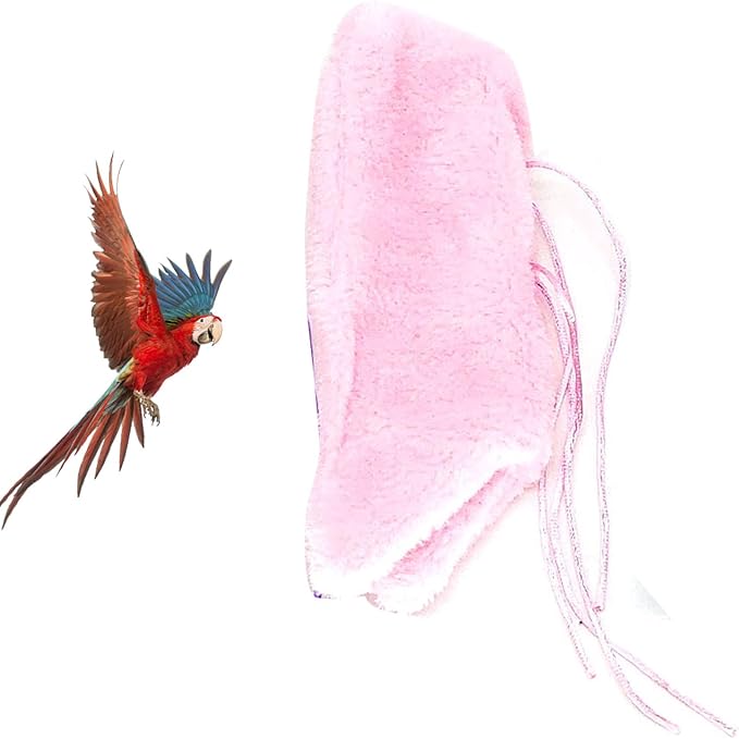 Bird Corner Fleece Warmer, Soft Velveteen Bed for Parrot Parakeet Cockatiel, Lightweight Washable Bird Cage Blanket, Winter Warm Hideaway (Pink)