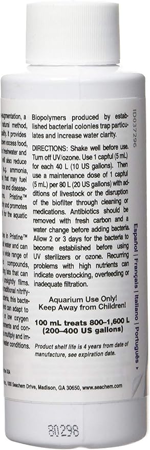 Seachem Pristine Natural Waste Management - Organic Sludge and Detritus Eliminator 100ml/3.4oz