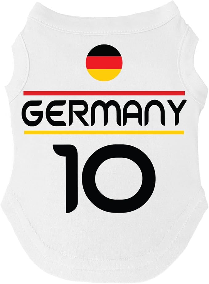 Germany Flag Soccer Jersey Style Dog Tee Shirt | Sleeveless Breeds | International Soccer | Game Day |White, X-Large 1650