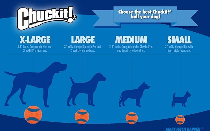 Chuckit! Ultra Ball Dog Toy Bundle - 2.5-inch Medium (2-Pack) & 2-inch Small (2-Pack) Rubber Bouncy Fetch Balls