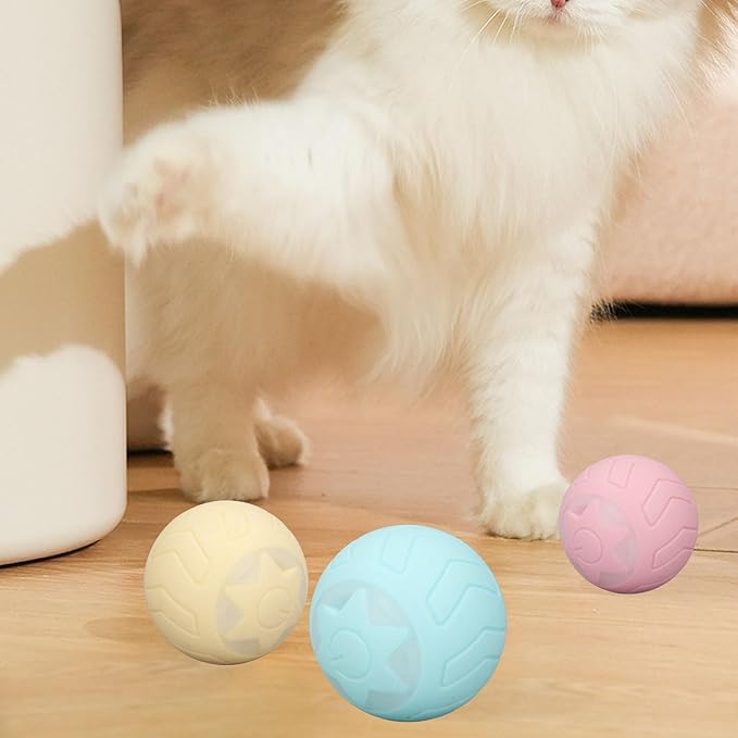 Peppy Pet Ball Automatic Rolling Ball, Interactive Dog Toy with Led Flash Colorful Lights Rechargeable Motion Activat Pet Ball Self Rotating Ball for Cat Dog (Neutral English Packaging)