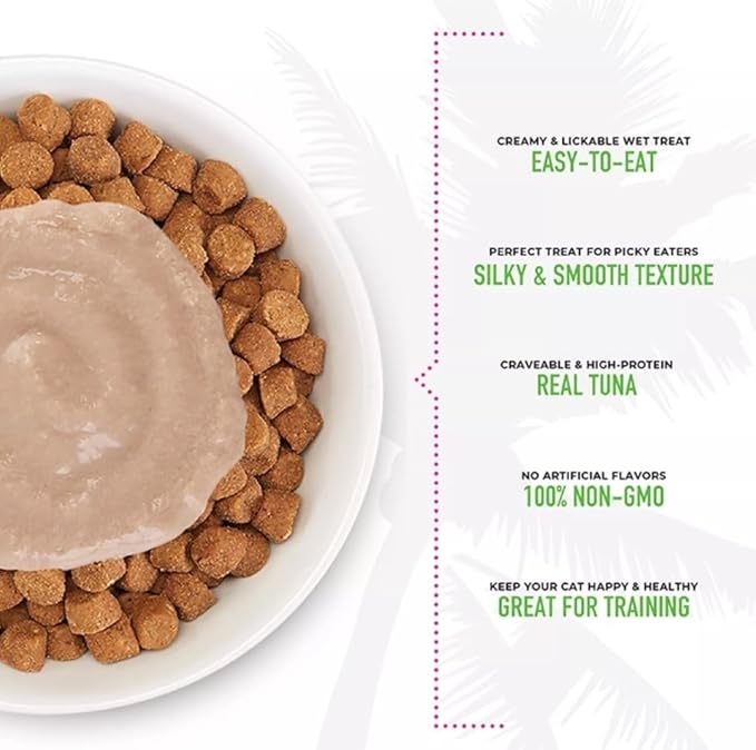 Tiki Cat Stix Wet Treats, Grain Free Lickable Smooth Mousse Blend with Tuna Creamy Gravy - Pack 6 Stix in 1 Pouch, Plus 1 Cat Pom Pom Balls Toy