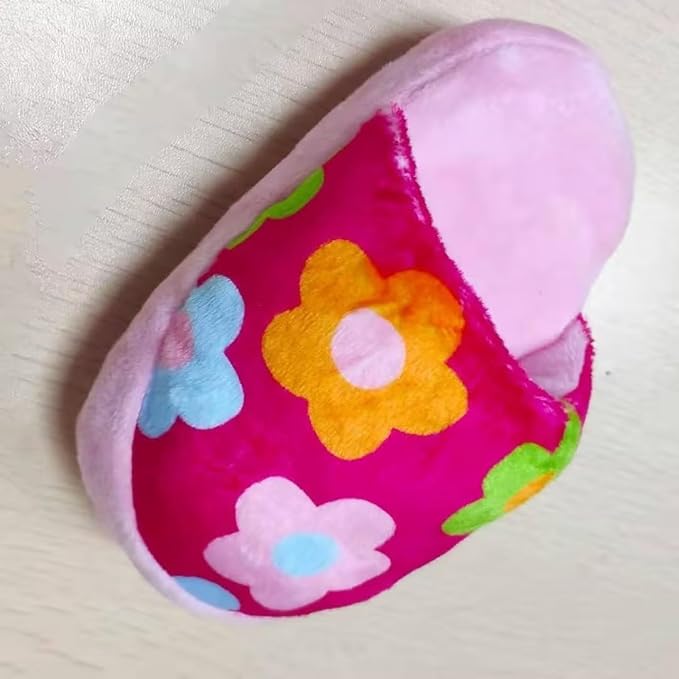 1Pcs Pink Cute Pet Puppy Dog Cat Slipper Shape Plush Chew Play Toy Flip-Flops Squeaky Toys Dog Squeak Toys,Keep Them Busy Durable Teething Shoe Interactive Squeaky Puppy Toy,Small,Pet Products