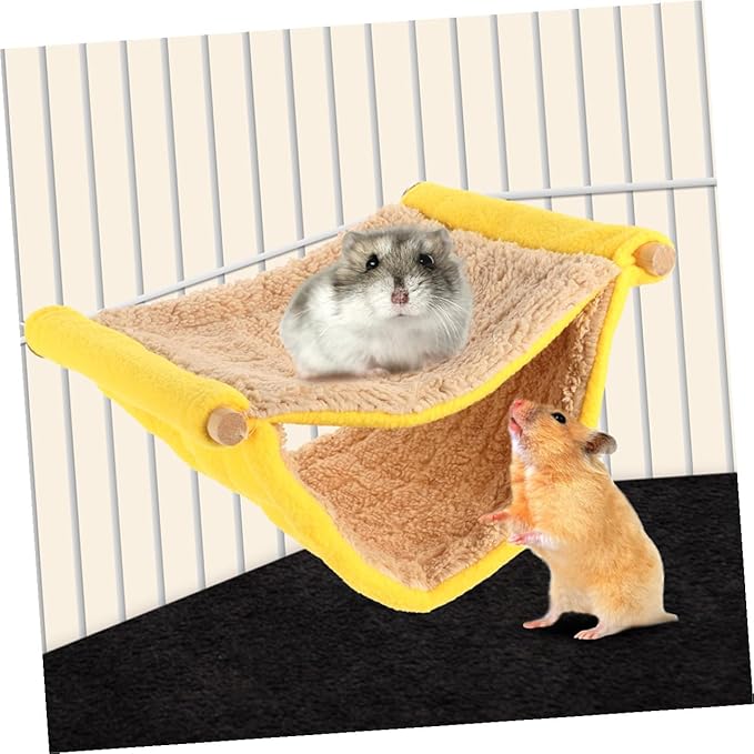 Double Layer Small Animal Hammock Bed for Hamster and Parakeet, Hanging Plush Cage Nest, Rat and Bird Cage Accessories, Warm Cozy Sleeping Hideout for Small Pets