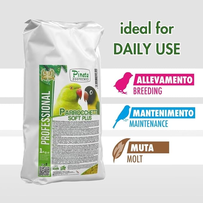 Pineta Parrochetti SoftPlus 1Kg - Breeding Paste for Parrots, Lovebirds, Cockatiels, Rosellas – Nutrient-Rich Fruit & Berry Food – Ideal for Growth, Molting, and Reproduction