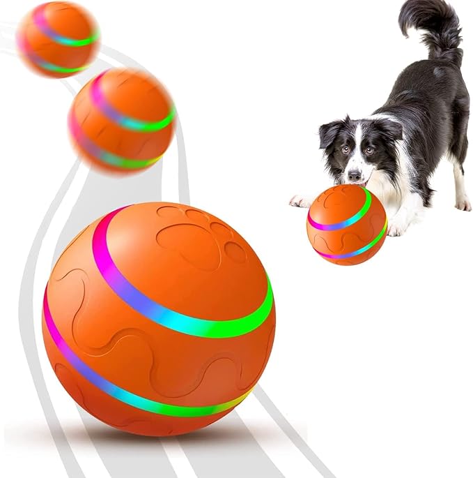 CSD Automatic Dog Ball Toy - USB Rechargeable, Dual Mode, Soft Exterior & PC Interior - for Small Breeds